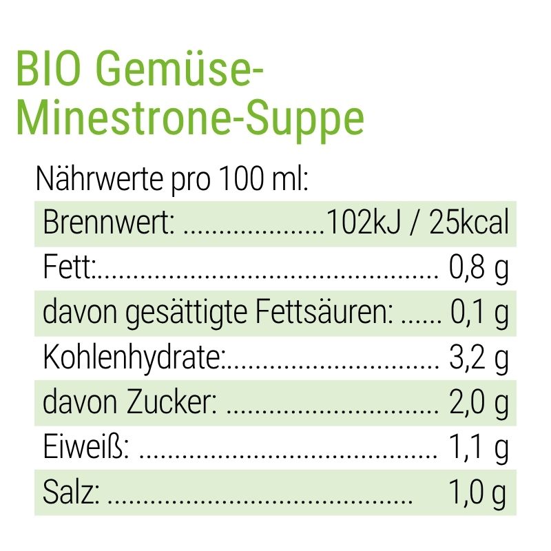 Bio Gemüse-Minestrone Suppe