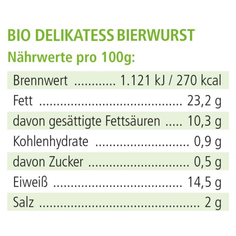 BIO Delikatess Bierwurst