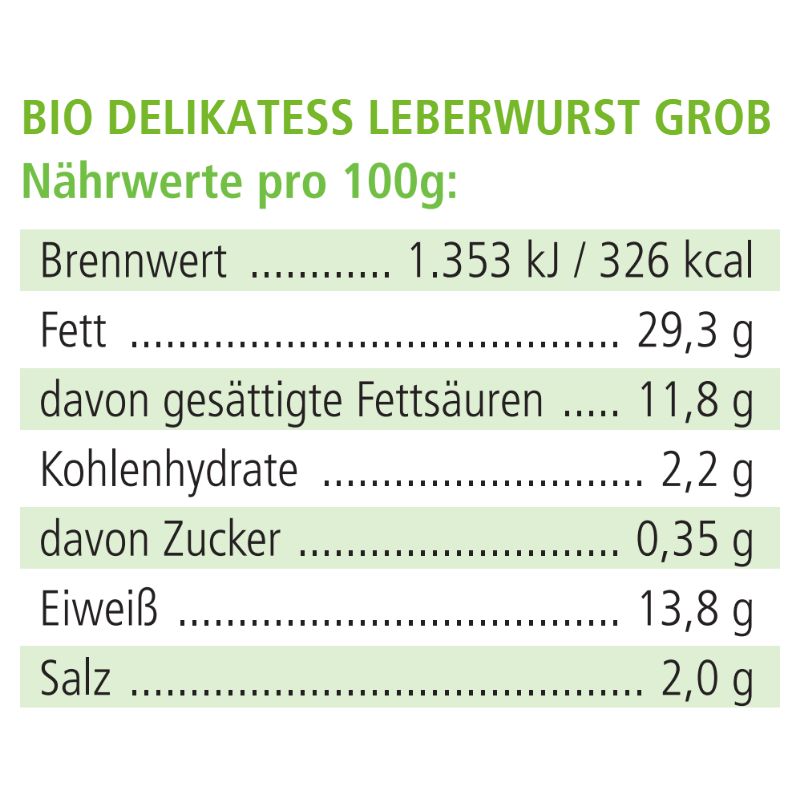 BIO Delikatess Leberwurst grob