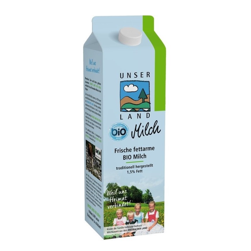Die UNSER LAND BIO Fettarme Milch gibt es nicht mehr im UNSER LAND Sortiment.