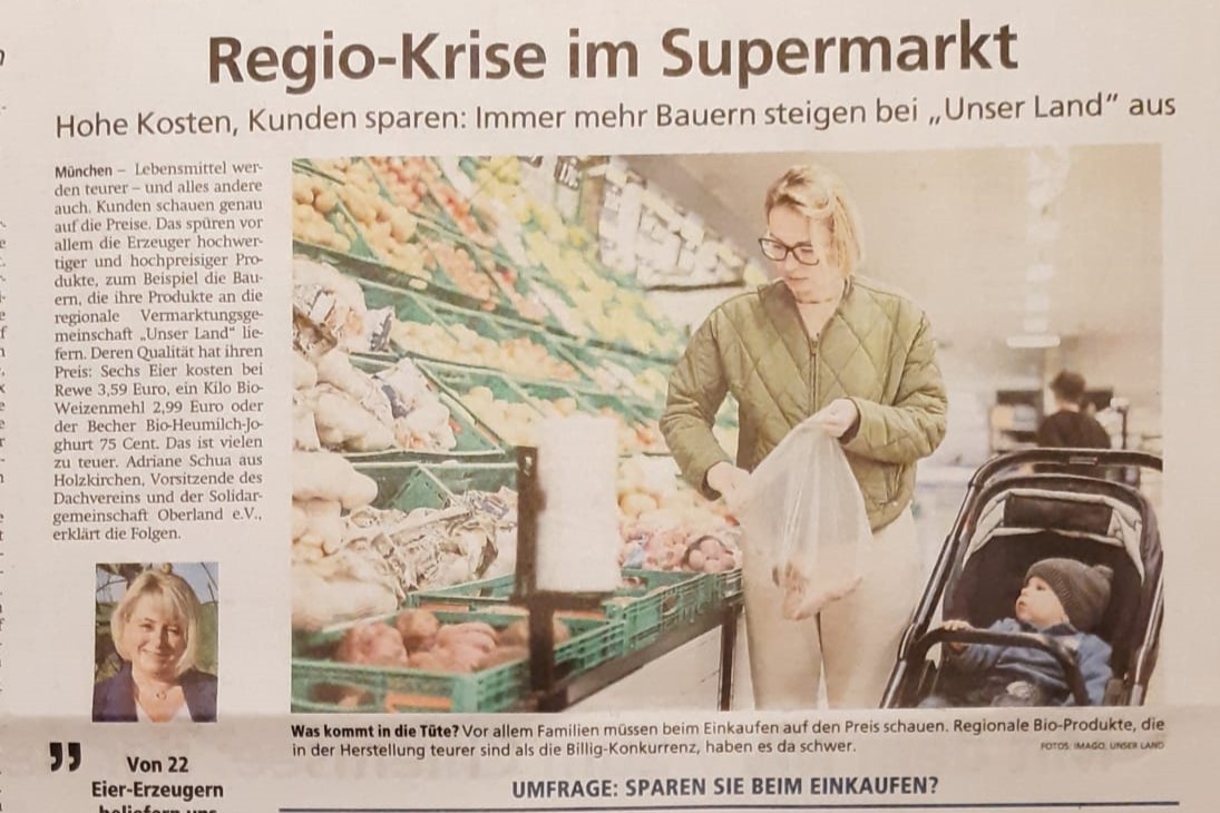21.11.2023 Artikel im Merkur: Regio-Krise im Supermarkt